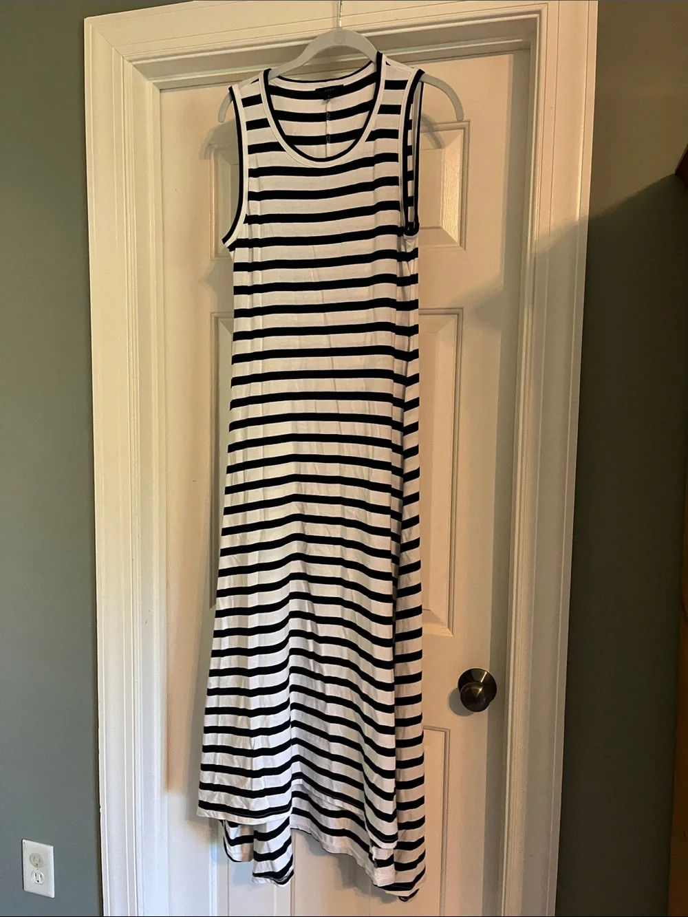 J. Crew Navy and White Striped Sleeveless Maxi Dress